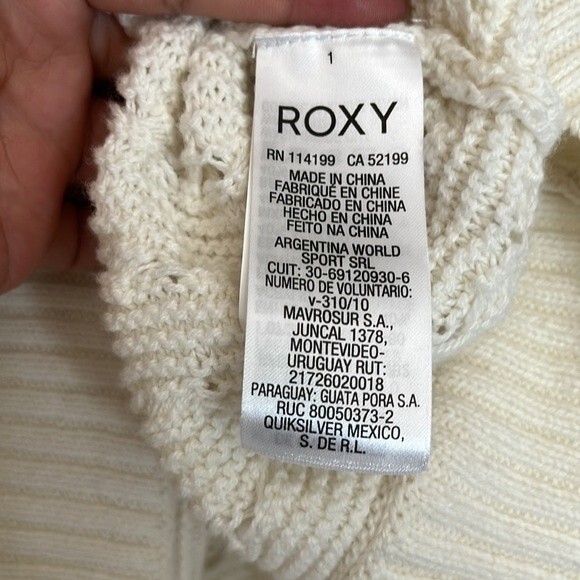 Roxy Womans White Sweater Boho Boxy Beachy Medium - Picture 5 of 11